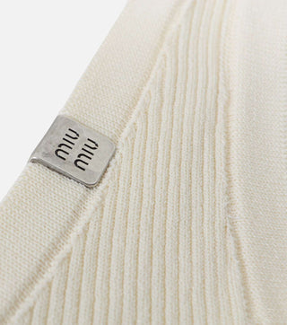 Details of Cream knitted top with logo - CALIENTE