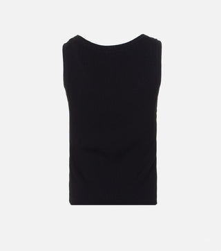 The back of Black knitted top with logo - CALIENTE