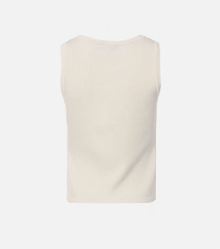The back of Cream knitted top with logo - CALIENTE