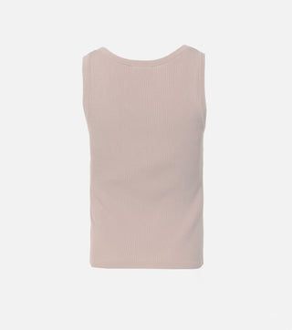 The back of Beige knitted top with logo - CALIENTE