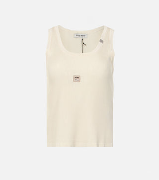Cream knitted top with logo - CALIENTE