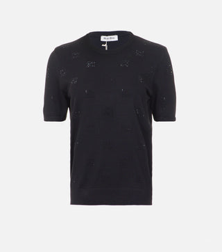 Black knitted blouse with logo - CALIENTE