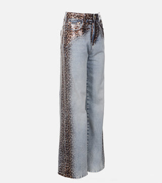 Women's Jeans with Leopard Print