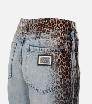Women's Jeans with Leopard Print