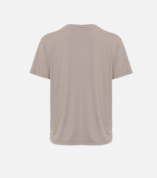 The back of Beige embroidered cotton t-shirt - CALIENTE
