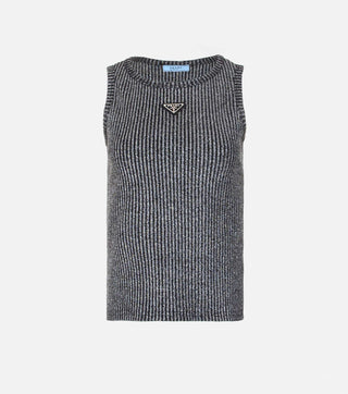 Silver ribbed top - CALIENTE