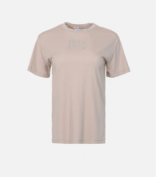 Beige cotton t-shirt with logo - CALIENTE