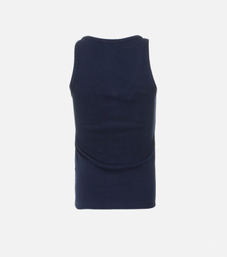 Back of Navy ribbed cotton top - CALIENTE