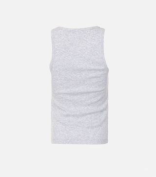 The back of Grey ribbed top with logo- CALIENTE