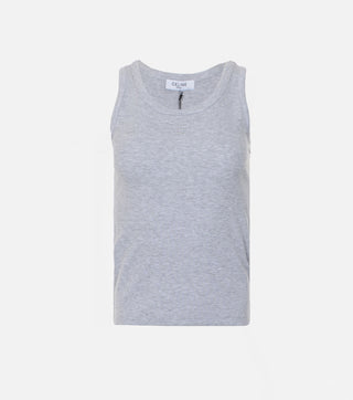 Front of grey ribbed cotton top - CALIENTE