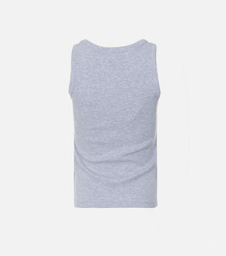 Back of grey ribbed cotton top - CALIENTE