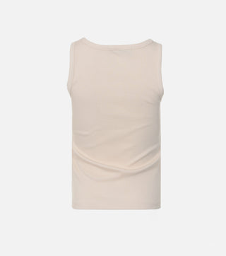 The back of Beige cotton ribbed top with crystals - CALIENTE