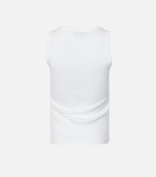 The back of White cotton ribbed top with crystals - CALIENTE