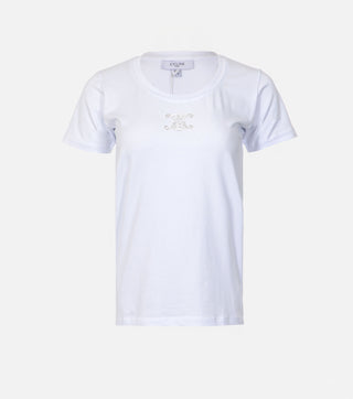 Front of white cotton t-shirt with logo - CALIENTE