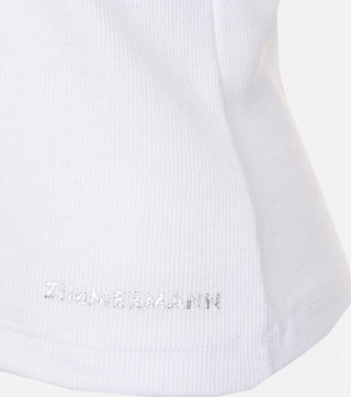 Logo details of white women top with crystals - CALIENTE