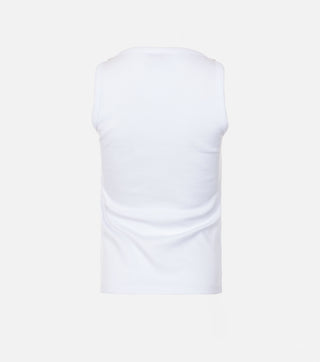 Back of white women top with crystals - CALIENTE
