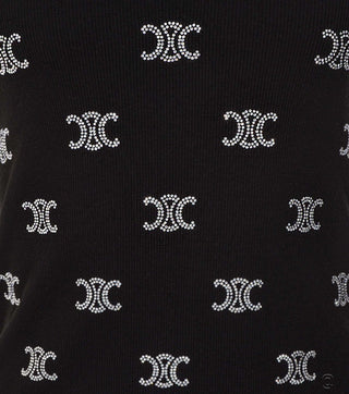 Close-up from Black ribbed top with crystals - CALIENTE