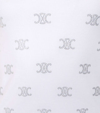 Details from White ribbed top with crystals - CALIENTE