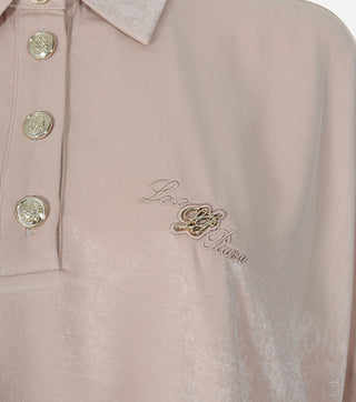 Close-up of beige women tunic with strings - CALIENTE 