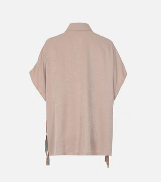 Back of beige women tunic with strings - CALIENTE 