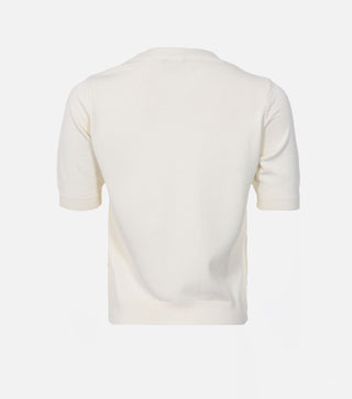 The back of White knitted blouse with crystals decoration - CALIENTE
