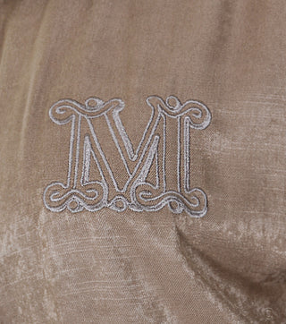 Embroidery Detail of Beige Satin Set - Caliente Fashion