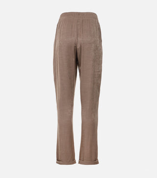 Back of Beige Satin Set trousers - Caliente Fashion