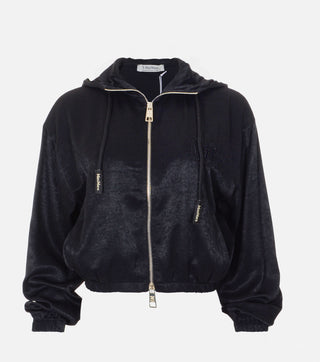 Sweatshirt of Black Satin Set - Caliente Fashion