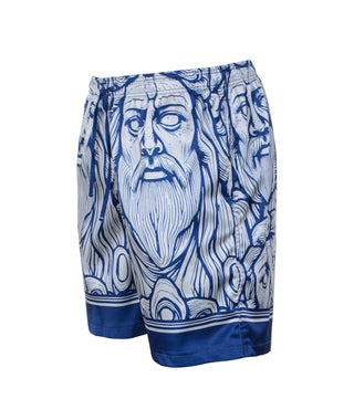 Side of bermuda shorts from Blue ANTIQUE SATIN Set - CALIENTE