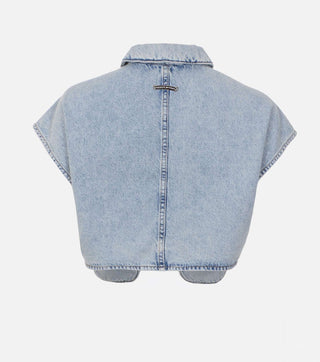 Short Denim Sleeveless Jacket