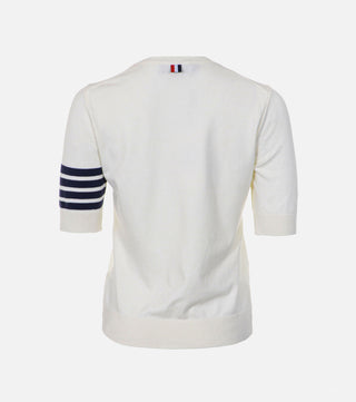 Back of Short sleeve cream blouse - CALIENTE