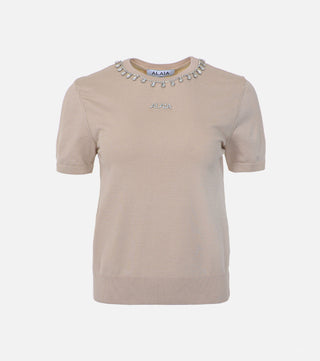 Beige blouse with decorated collar - CALIENTE