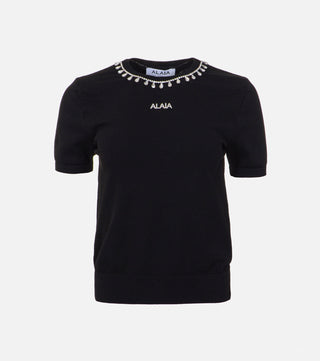 Black blouse with decorated collar - CLAIENTE