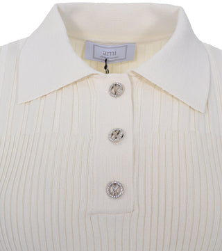 Close-up of cream polo blouse - CALIENTE