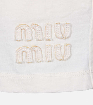 Detail of Cream cotton bermuda shorts - CALIENTE