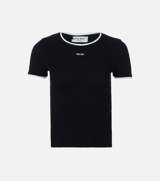 Black ribbed cotton t-shirt - CALIENTE