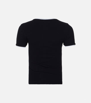 The back of Black ribbed cotton t-shirt - CALIENTE