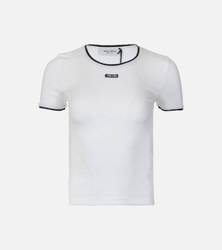 White ribbed cotton t-shirt - CALIENTE