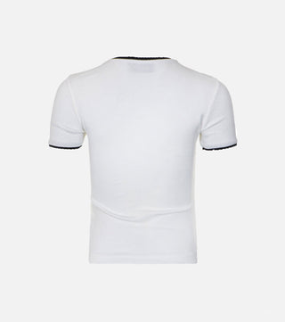 The back of White ribbed cotton t-shirt - CALIENTE