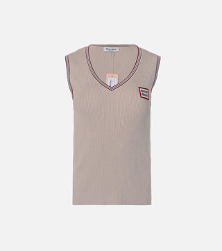 Beige ribbed top - CALIENTE