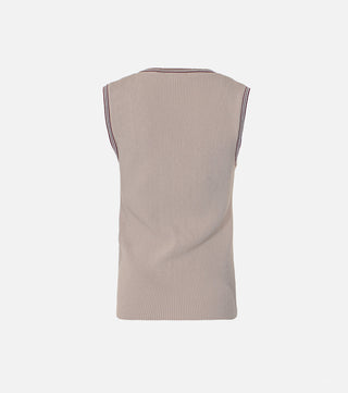 The back of Beige ribbed top - CALIENTE