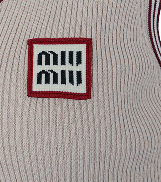 Details of Beige ribbed top - CALIENTE