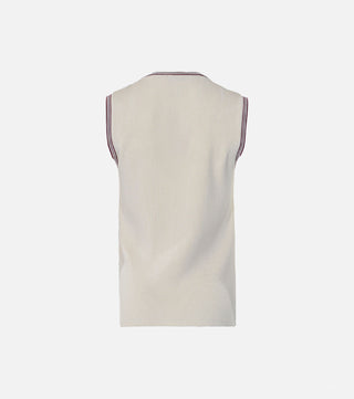 The back of Cream ribbed top - CALIENTE