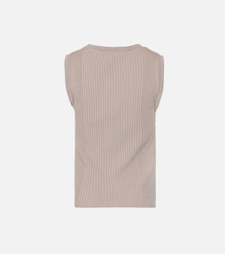 The back of Beige knitted top with metal logo - CALIENTE