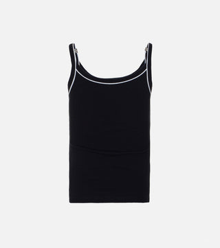 The back from Black ribbed cotton top with white details - CALIENTE